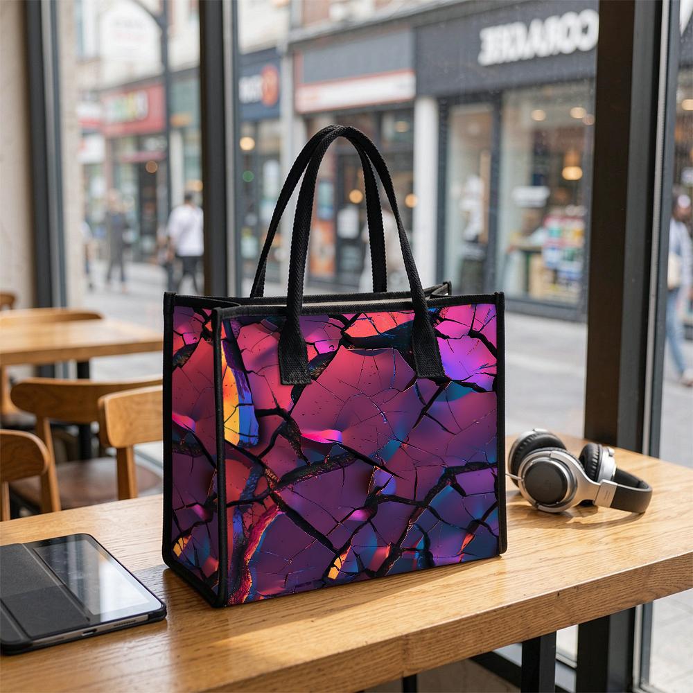 Iridescent Cracked Tote Bag Stylish Casual Shoulder Bag for Daily Use