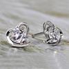 S925 Sterling Silver Heart-shaped Stud Earrings, Korean Retro Style