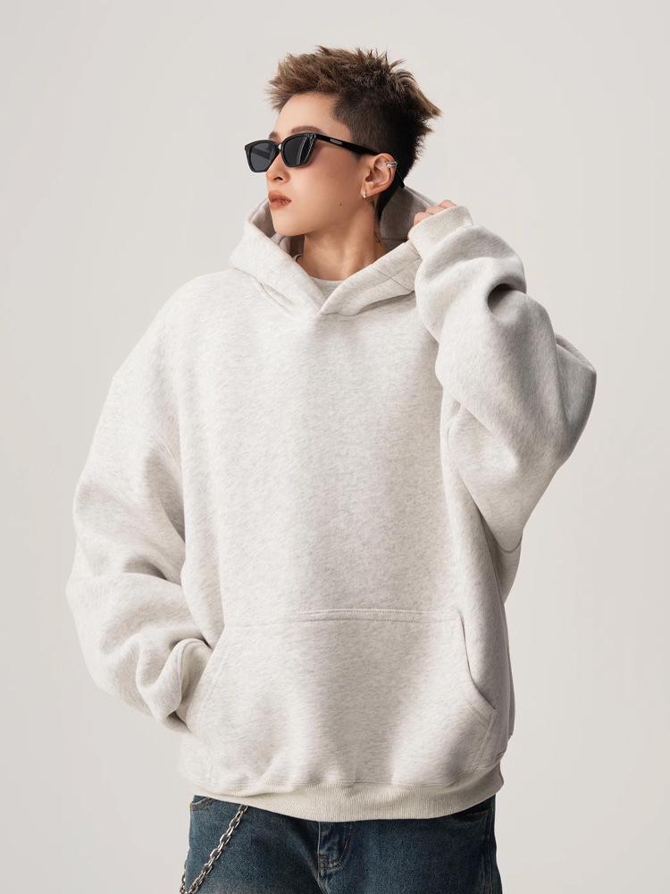 Herren Heavyweight Boxy Hoodie im amerikanischen Stil - Trendiger Cropped Fit, Cleaner High-Street-Look, Locker & Steifer Kapuzenpullover