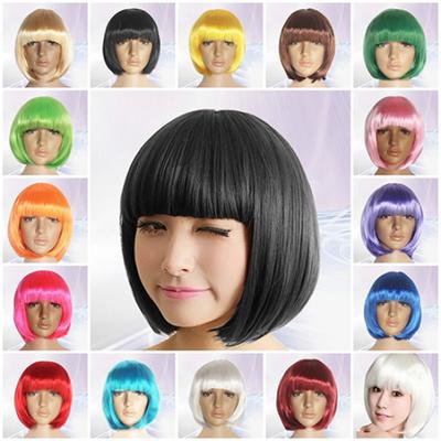 Vrouwen Mode Kort Recht Haar Vol Cosplay Feest Bob Haar Avondfeest