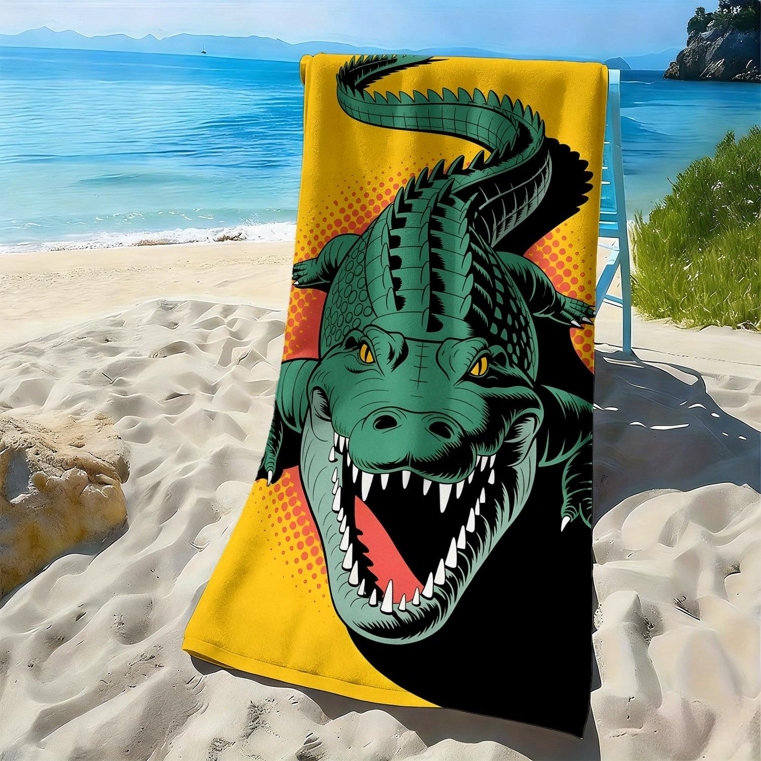 

Retro crocodile Pop Art pattern polyester microfiber beach towel is highly absorbent, suitable for swimming and beach outings W40*H60(CM)