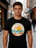 Unisex Crew Neck Cotton T Shirt Beach Vibes Only Sun Wave Graphic Print Short Sleeve Tops Loose Holiday Summer Tees For Young Male