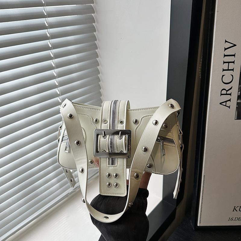 Locomotive punk rivet belt bag locomotive style shoulder armpit bag retro bag female messenger bag tide