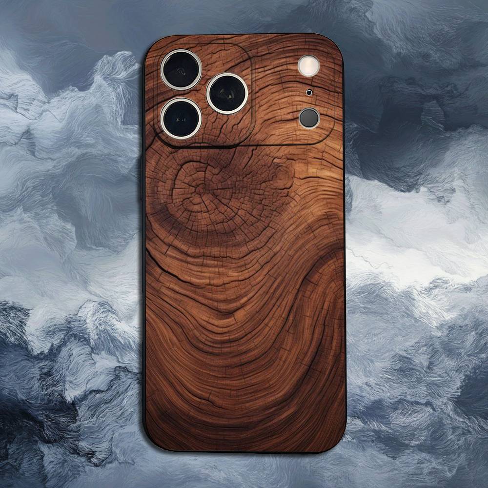 

Natural Wood For iPhone 13,17,11,12,16,14,15,Plus,Pro Max,XS,X,XR,SE,Mini,8,7,Soft Silicone Black Phone Case iPhone14
