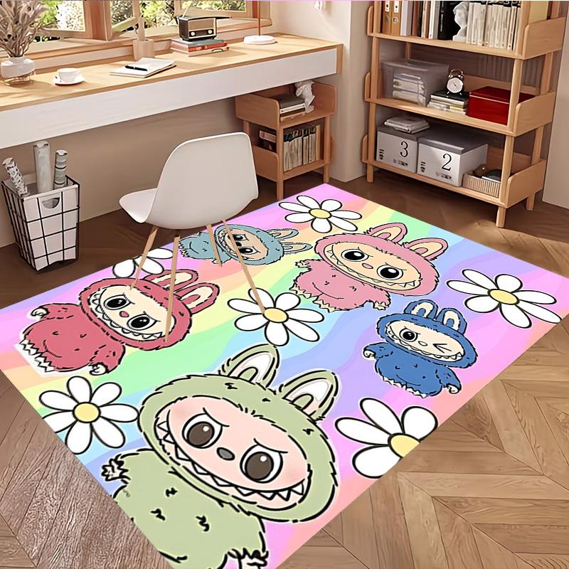 Labubu Print Rug, Washable Floor Carpet, For Entryway Dorm Laundry Room Office Study, Home Decor Birthday Christmas Gift