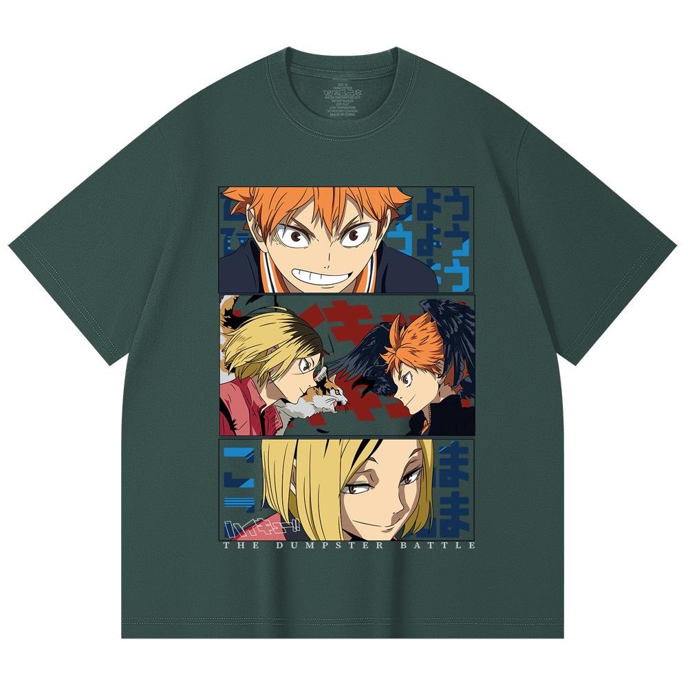 230 Gsm 100% Cotton Haikyu V9 Dumpster Battle Print Unisex Heavy Cotton T Shirt