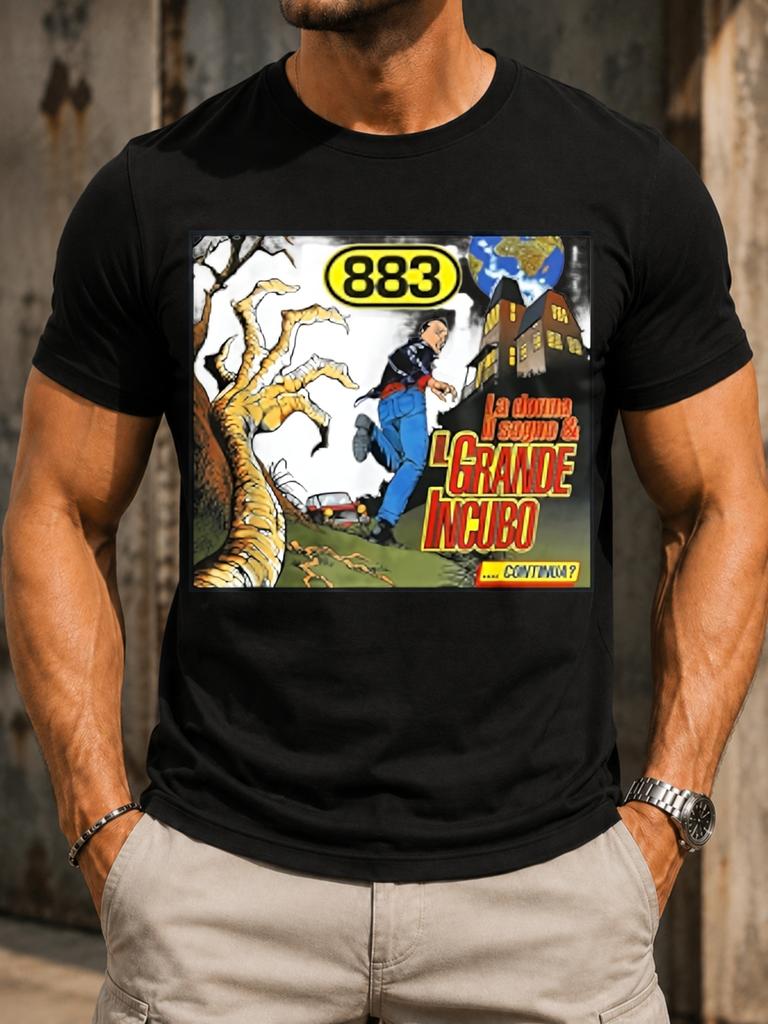 Italienische Comic-Album-Szene mit laufendem Mann, verfolgt von einer riesigen Klaue, Grafik mit lebendigem, zentriertem Unisex All T-Shirt