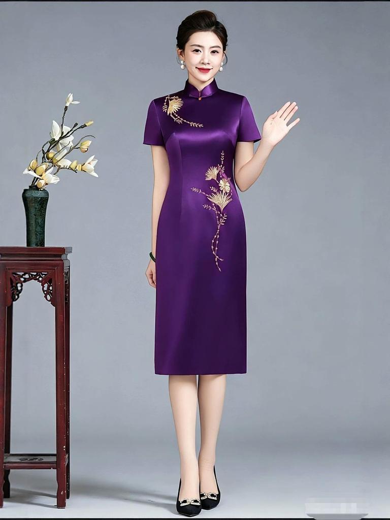 Elegant Qipao Mother-in-law Wedding Dress - Noble Spring/Summer Banquet Attire