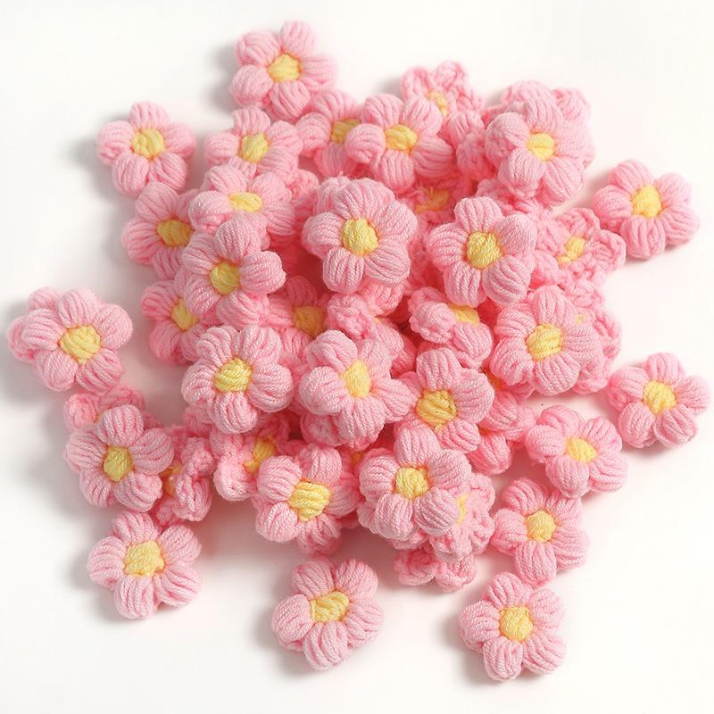 10pcs Hand-knitted Flower Applique Sew r For Clothes Shoes Hats Craft Diy Hair Clip Wedding Hats Decorative Accessories