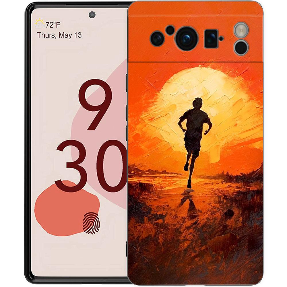 

Run marathon Running Phone Case For Google Pixel 10 9 8 7 Pro 9A 8A 7A 6A 6 Pro XL Soft TPU Bumper Black Cover Pixel 10