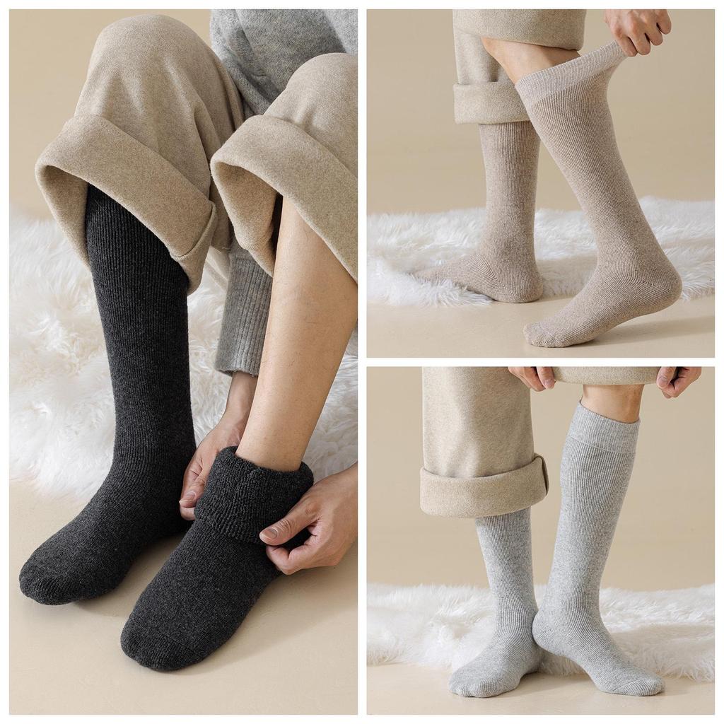 Men's Thick Wool Socks - Warm, Long, High-Top, Plus Velvet for Autumn/Winter