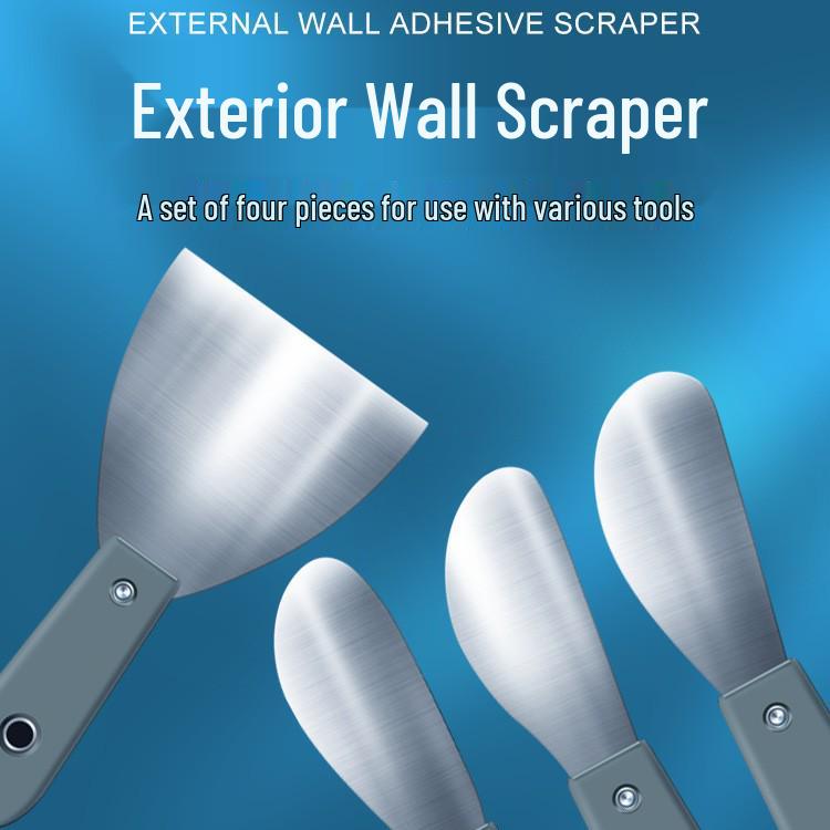 Exterior Wall Scraper and Adhesive Applicator for Grouting, Sealing, Trimming, and Leveling Windows and Doors.