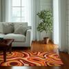 Covor portocaliu cu vârtejuri retro Covor psihedelic groovy anii '70 Covor ondulat trippy Covor de zonă pentru dormitor estetic Covoare retro Decor Y2k Covoare pentru casă
