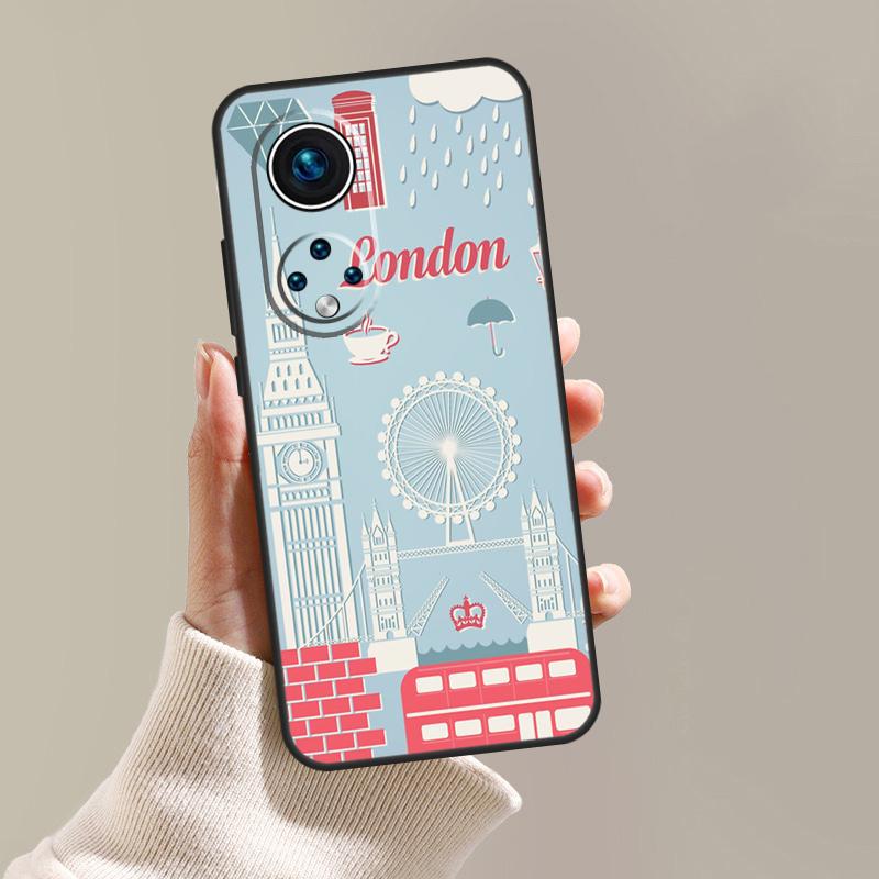 

London British Union Jack Case For Honor Magic 8 6 5 7 Pro X9d X9c X9b X9a X8c X8b Win RT 50 70 90 200 400 Lite Cover Honor X9d