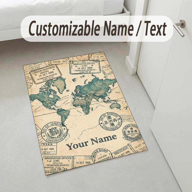 Tigers Majesty Theme Soft Crystal Velvet Rug Custom Name & Text Print Non Slip Floor Rug for Bedroom Living Room