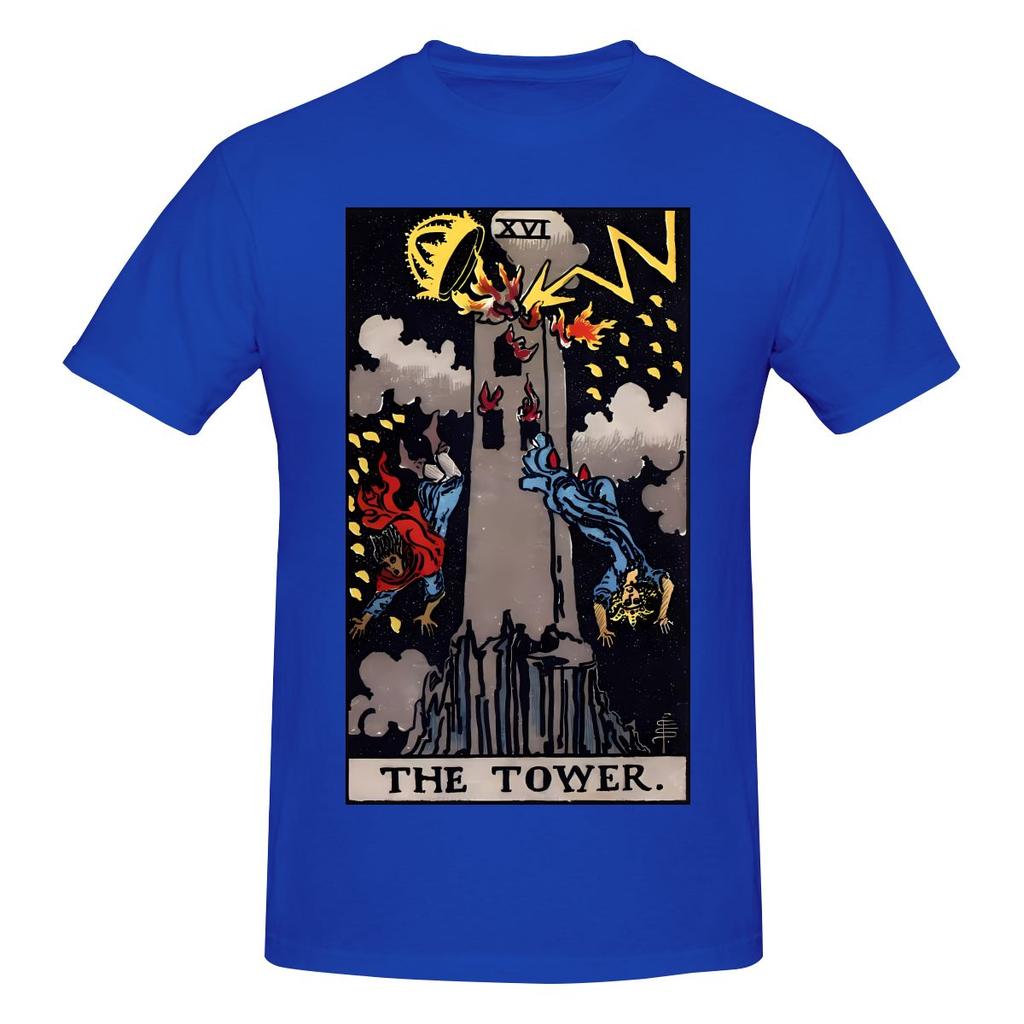 Xvi The Tower Tarot Card Wrinkleresistant Tshirt Korean Style Lazy Classic Colors Tee