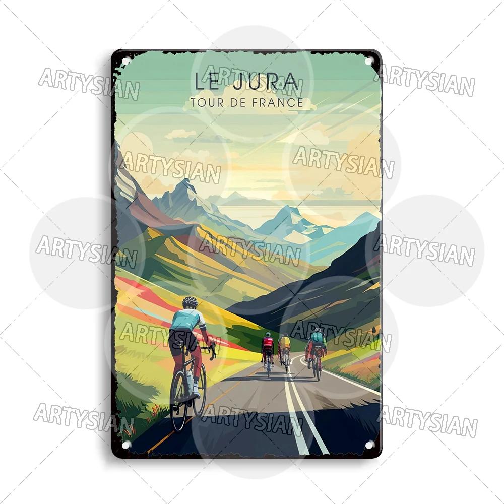 Tour de France Cycling Metal Sign Alpe d’Huez Mont Ventoux Le Jura Auvergne Mont Blanc Champs-Élysées Col du Tourmalet NICE