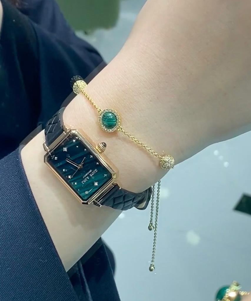 Lollalojeu Ms. Lola Malachite Textured Quilted Women'S Leather Watch