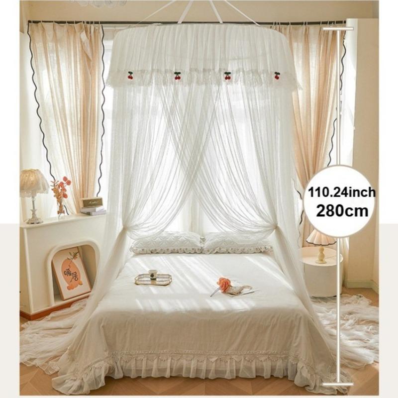 Single Dome Canopy Mosquito Net Extra Height and Extra Density,Lace Trim Canopy Mosquito Net for Floor-Standing Princess Beds