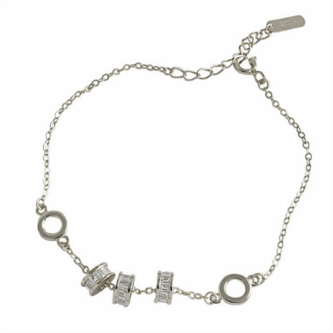 Platinum Gold Plated S925 Sterling Silver Beaded Bracelet for Wedding Gifts 15.5cm+3cm Length