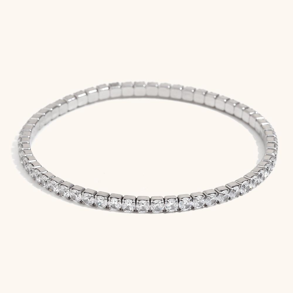 La.Muses Elastic Cubic Zirconia Stainless steel Woman's Bracelet Fashion Luxurious Zircon Party Accessories