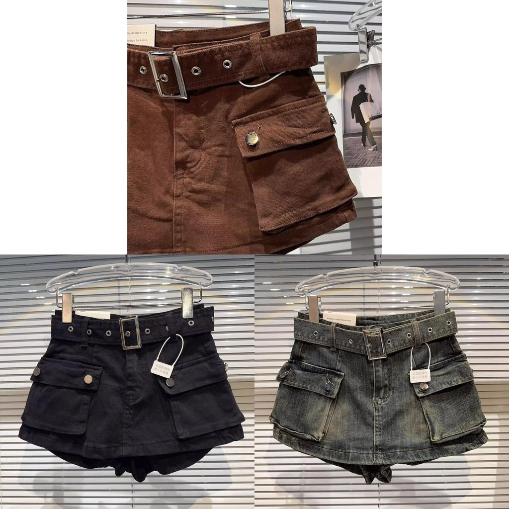 Pantaloncini di Jeans Stile Vintage con Stampe Ricamate per Donne Casual