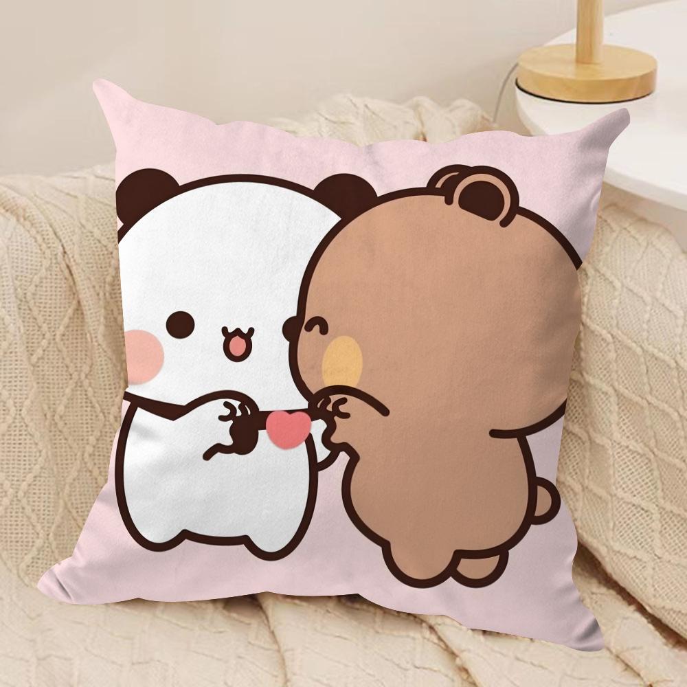 Panda B-Bubu D-Dudu Cushion Cover Silky Short Plush Double-Sided Printed Pillow Case For Sofa All Seasons Home Decor Gift