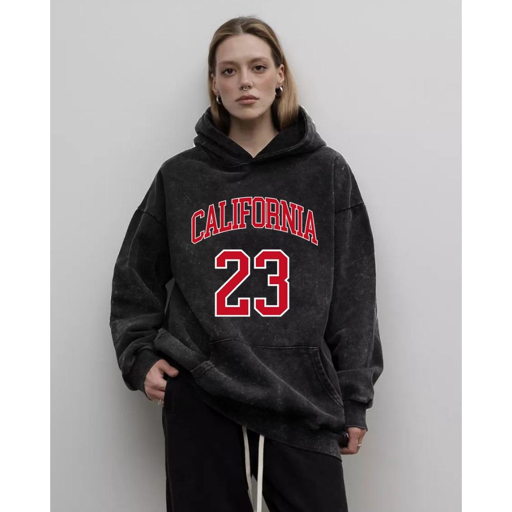 Art Letter California 23 Prints Women Washed Hoodies Cotton Oversized Streetwear Y2K Hoodie Hip Hop Hoody