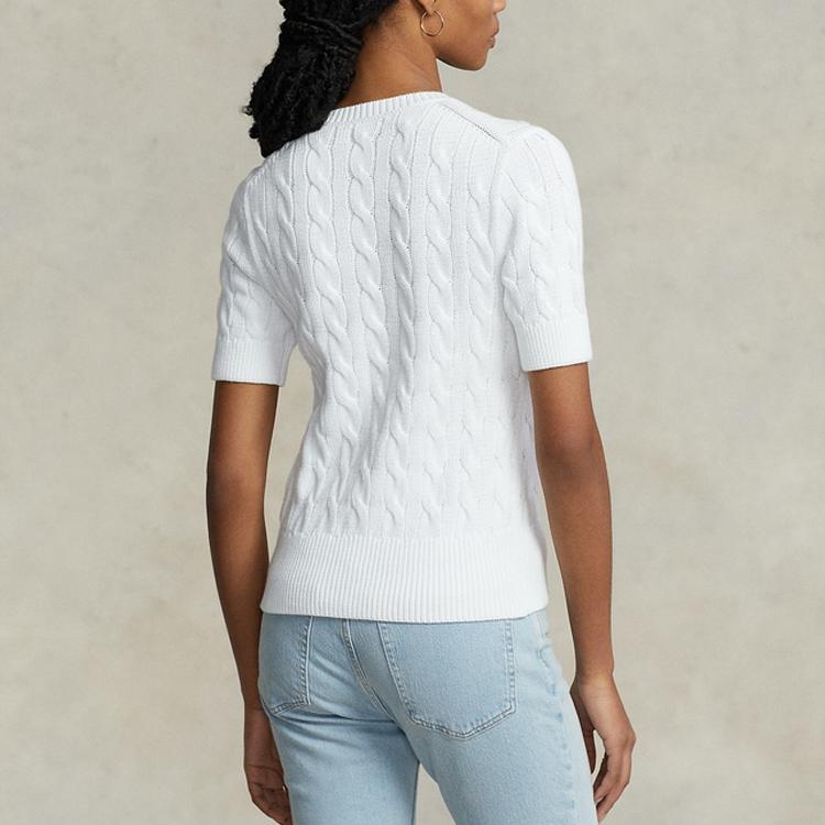 Polo Ralph Lauren SS23 Logo Embroidered Single-Breasted Knit Sweater Women sweater White WMPOSWENDW20151-100