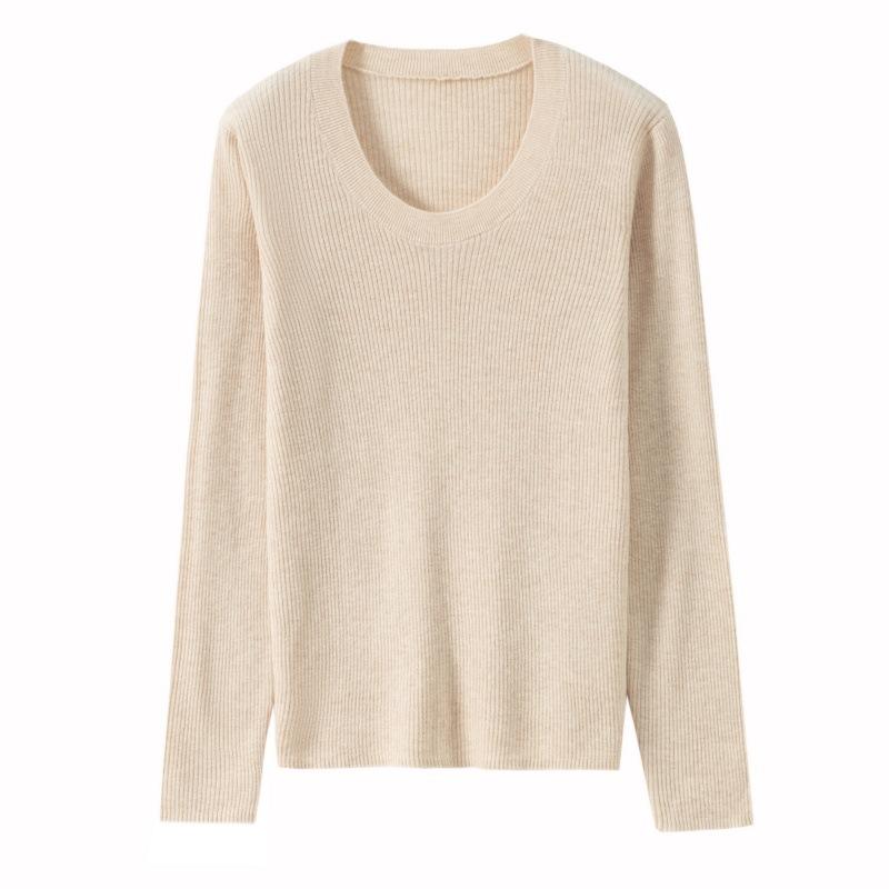 Classic High-end Autumn and Winter New Niche Chic Front Shoulder Thin Long-sleeved Women's All-wool Knitted Sweater