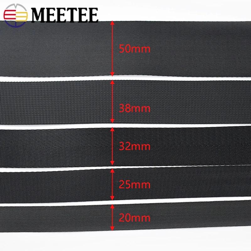 10 meter 20-50 mm Svart Nylonband Väskremmar Ryggsäcksband Säkerhetsbälte Hundsele Band DIY Sybehör