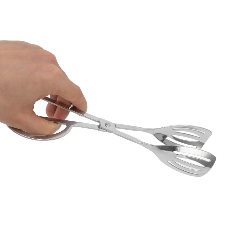 2 PCS Rust Proof Food Tongs Silver Buffet Tongs Durable Serving Tongs Salad Cake Bread