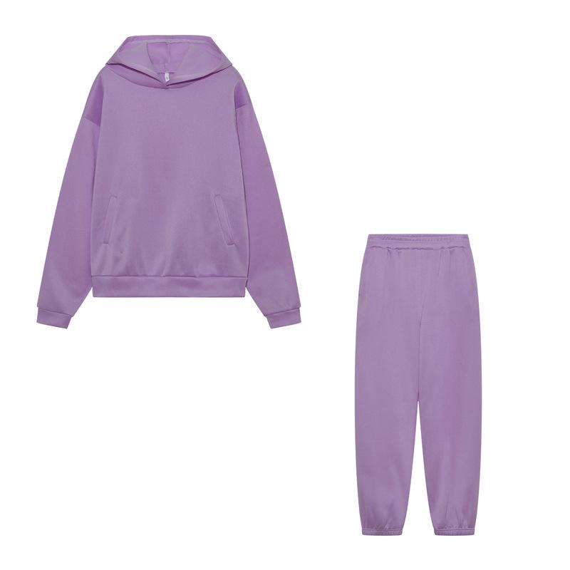 Women's Autumn Casual Two-Piece Hooded Sweatshirt and Long Pants Set
