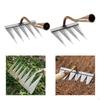 2Pcs Heavy Duty Weeding Hoe Rake Harrow Garden Lawn Leveling Loosen Soil Planting Hand Tool