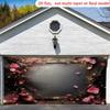 2D Dark Floral Tapestry Pink Rose Frame with Glowing Fairy Lights Party Background Cloth