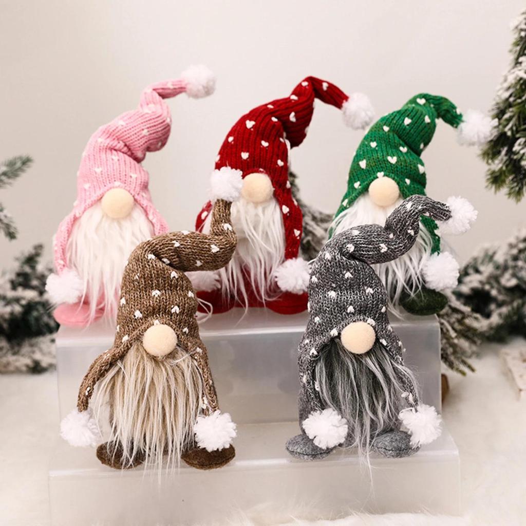 Christmas Faceless Rudolf Doll with Knitted Hat Ornament