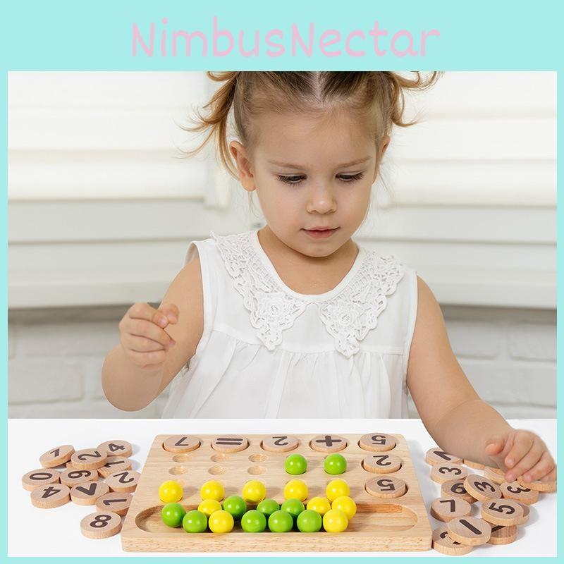 Number Wooden Math Calculation Cognition Block Game Board Children Toy Puzzle