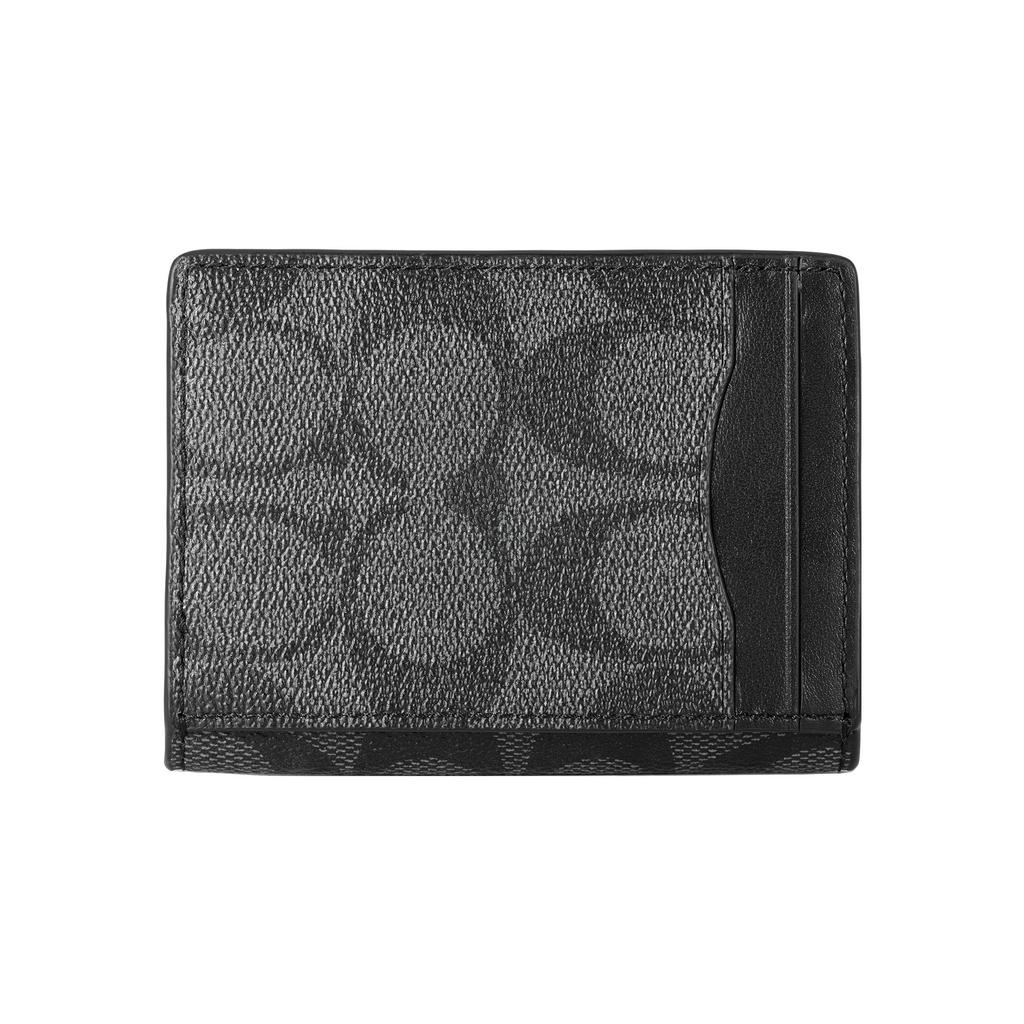 Coach Magnetic Card Case 10 Classic Monogram Multifunctional Leather Card Holder Small Women Card Holder Black 91660-QBO4G