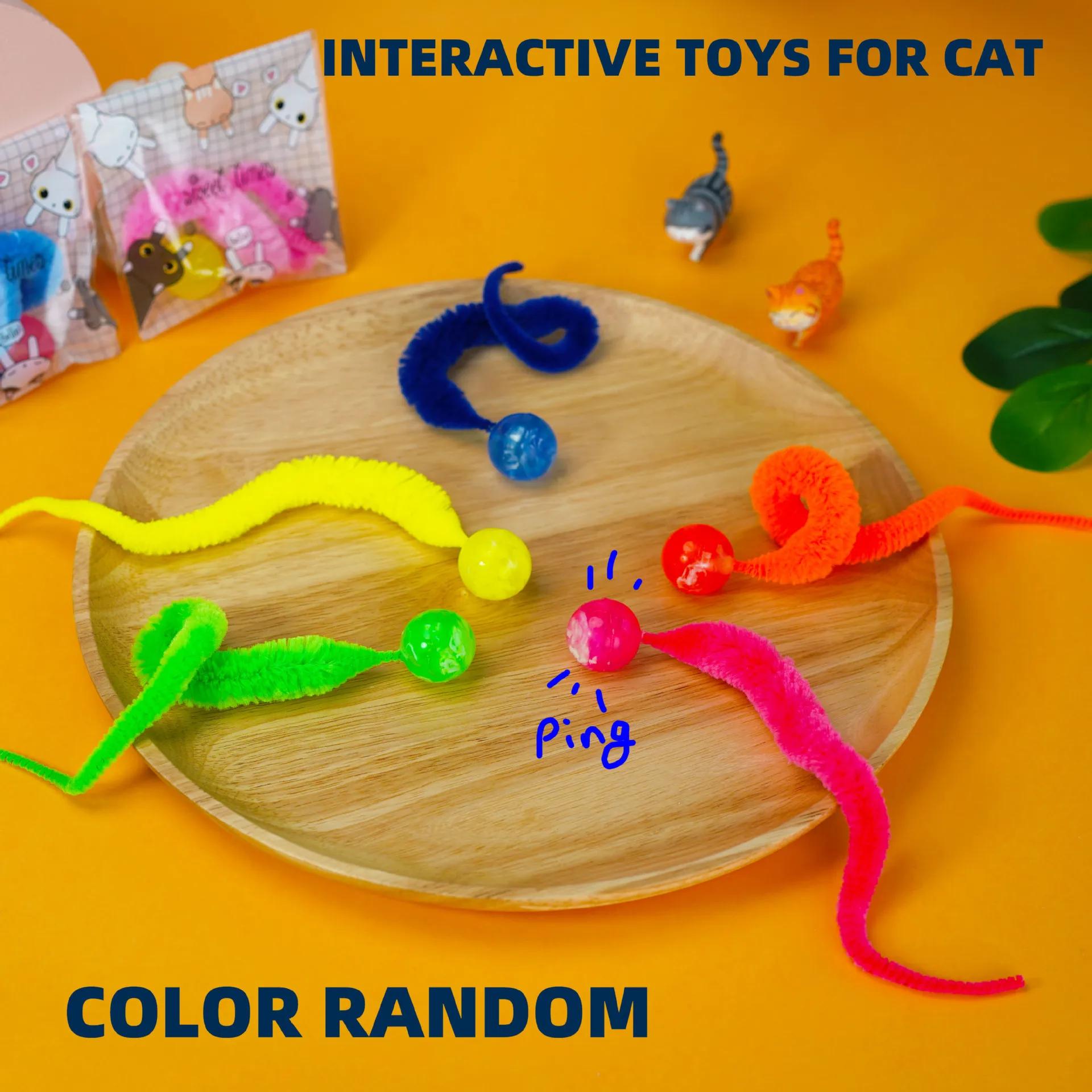 

5 шт. Интерактивные игрушки для кошек, щекочущий кот, красочный прыгающий мяч, товары для животных, головоломка, дразнящая домашнюю кошачью червячницу, гусеницу, эластичную игрушку random color