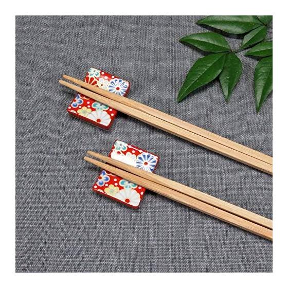 Chopstick rest stylish Kutani ware pair chopstick rest set plum chrysanthemum pottery cutlery rest made in Japan