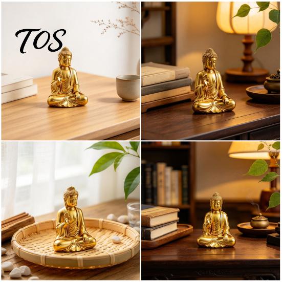 Mindfulness Gift for Friends 3D Printed Golden Buddha Statue, Sitting Shakyamuni Figurine, Sculpture Elegant Gold Statue with Serene Expression