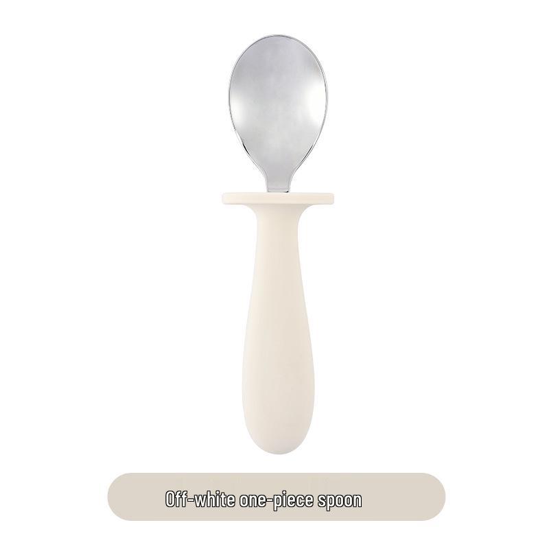 304 Stainless Steel Baby Feeding Set: Long-Handled Silicone Fork & Spoon