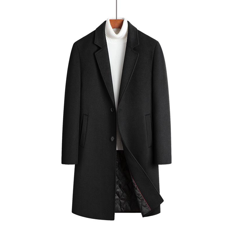 

Men s Mid-Length Wool Overcoat with Cotton Padding and Suit Collar - Casual Plus Size Medium