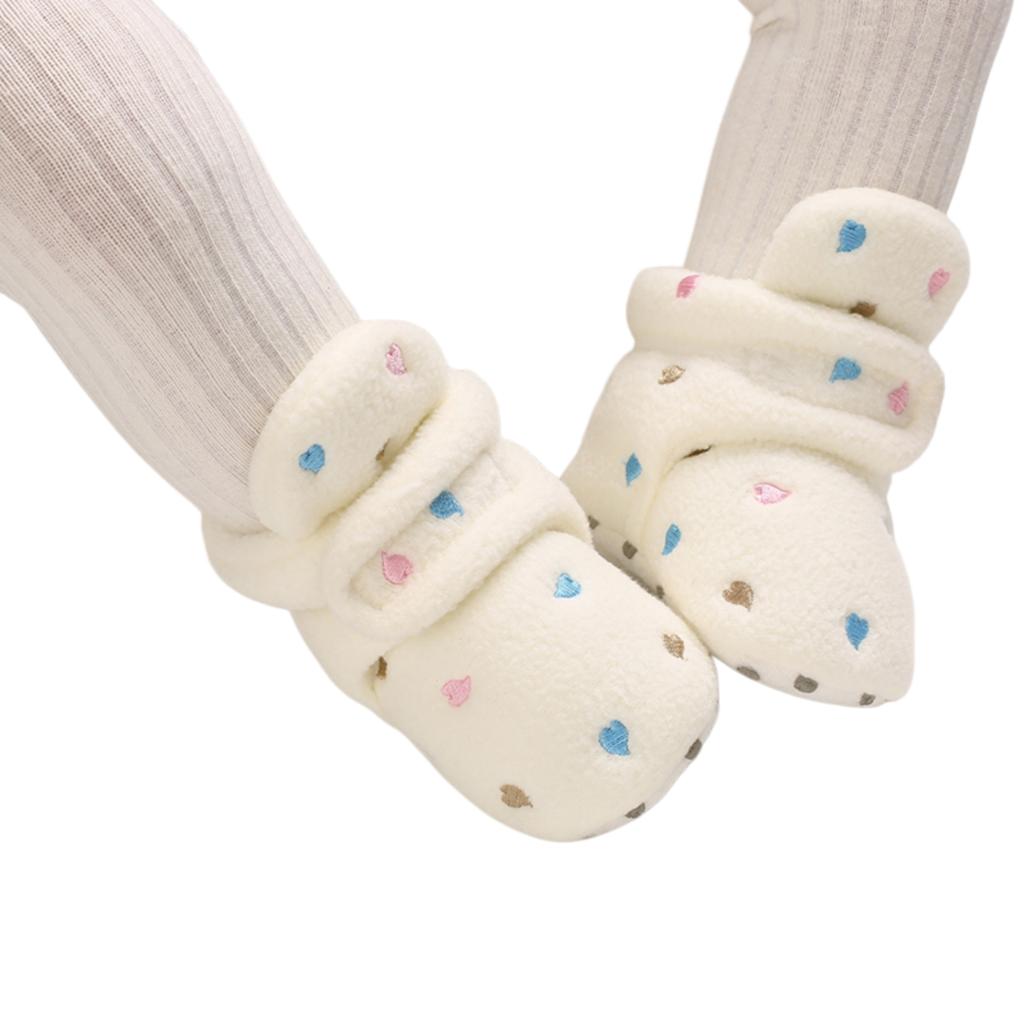 Baby Shoes with Cute Heart Embroidery, Thick and Warm for Infant Girls and Boys 0-12 Months