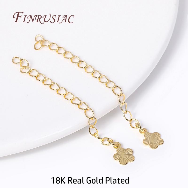 18K Gold Plated Brass Metal Extension Chains Bracelet Necklace Extend Tail Chains Connectors DIY Jewelry Making Findings