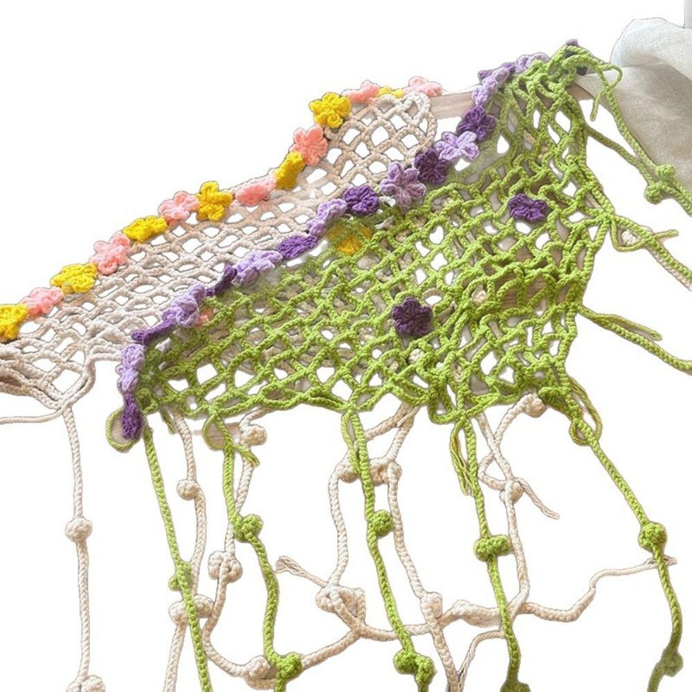 Floral Crochet Triangle Scarf Hip Scarf Mesh Headscarf New Flower Headscarf  Skirt Decor