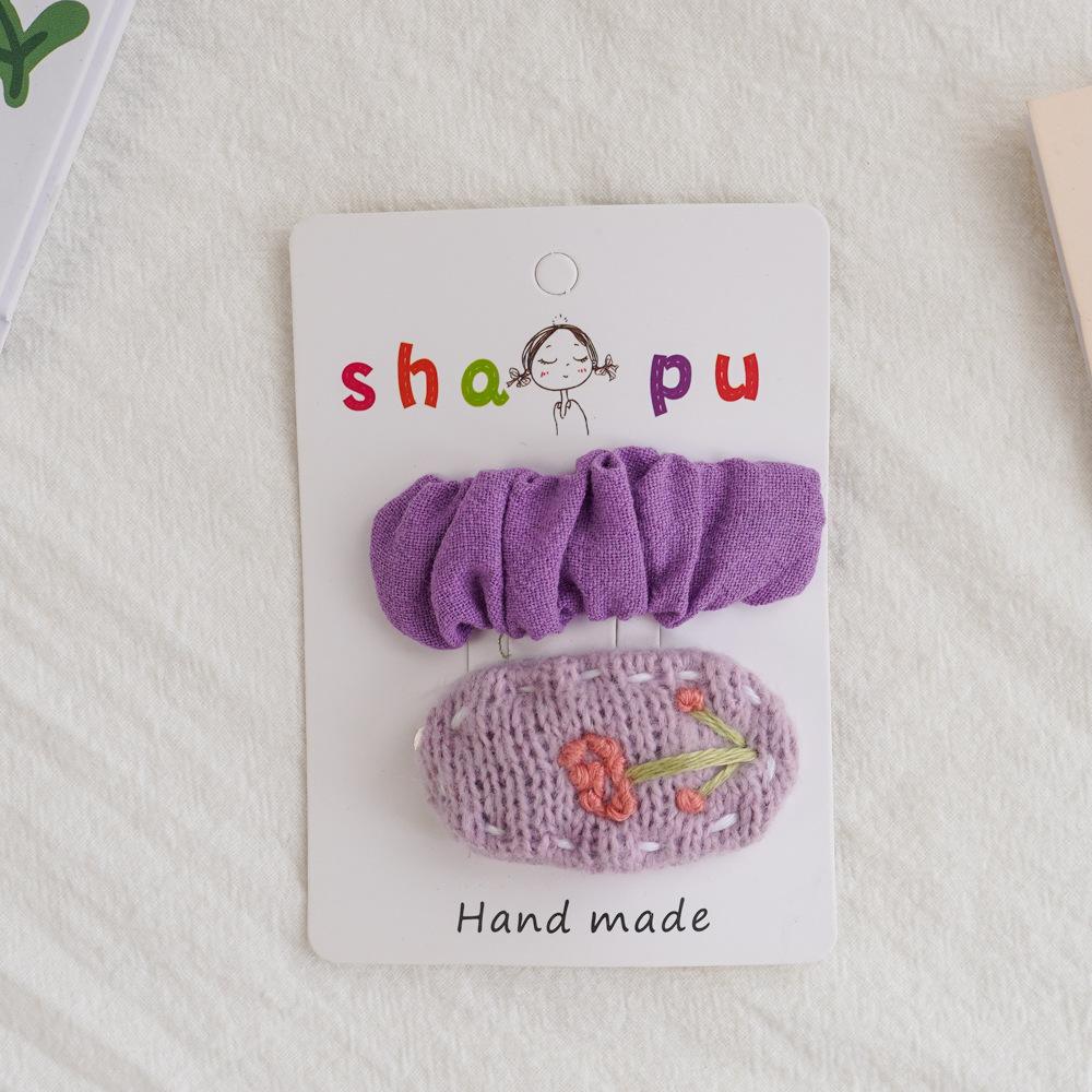 Cute Children Hair Pins Matte Cartoon Fruit Plant Fabric Embroidery BB Hair Clips for Girl Korea Simple Fashion Hair Accessories