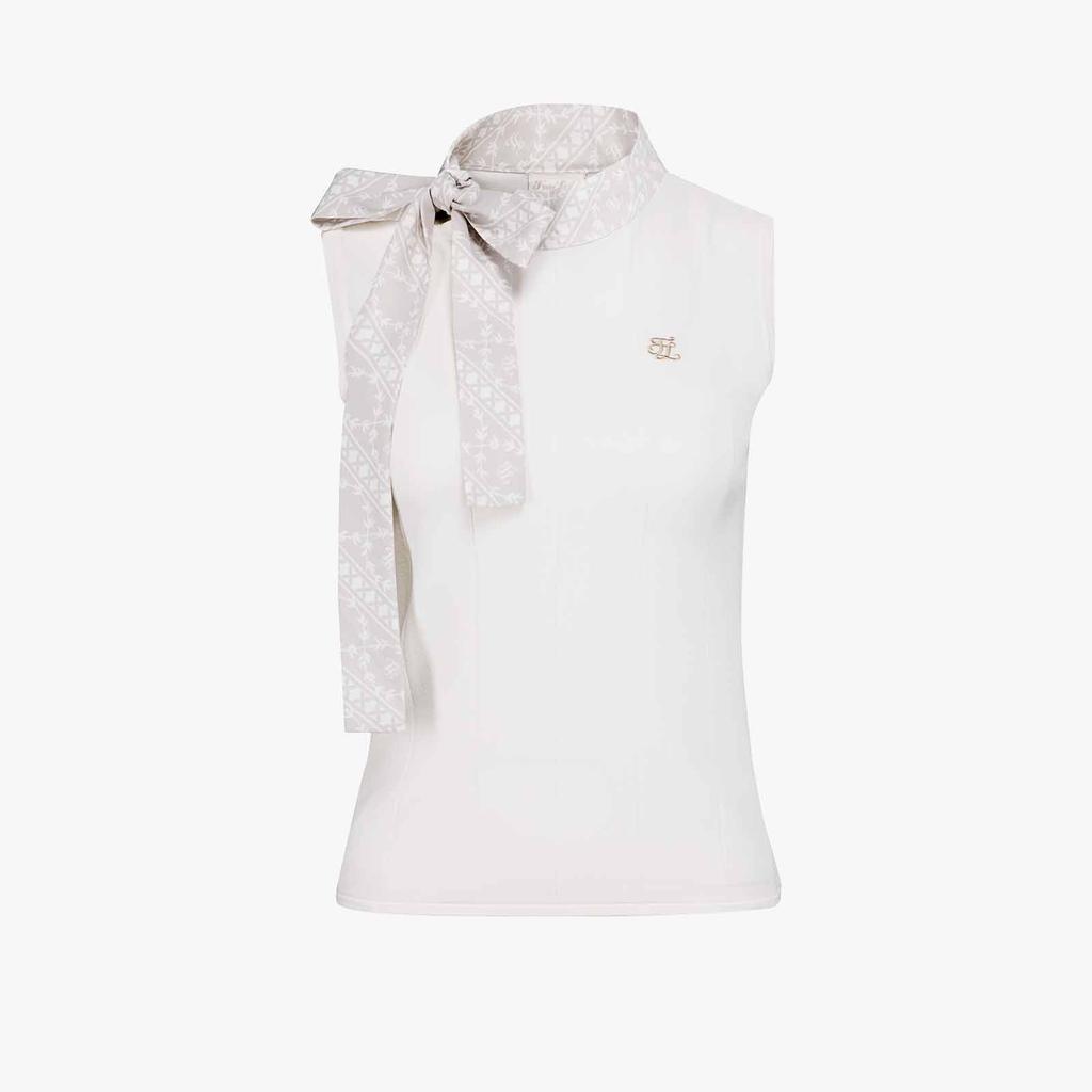 FAIRLIAR GOLF Pattern Ribbon Sleeveless Knit (White)