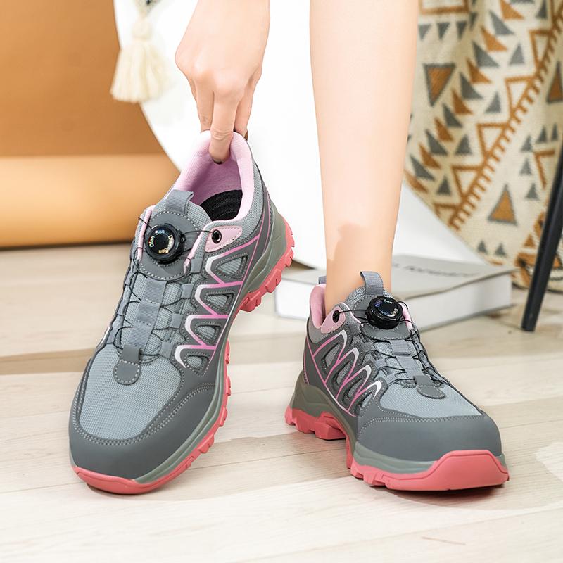 Rotary Buckle Women Work Sneakers Protective Shoes Lightweight Safety Shoes Puncture-proof Anti-smash Steel Toe Shoes Work Boots