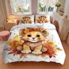 3pcs Lovely Little Lion Print Cover Set Ultra Soft, Breathable, and Comfortable Bedding with Stylish Design for Bedroom and Guest Room Decor 1 Co